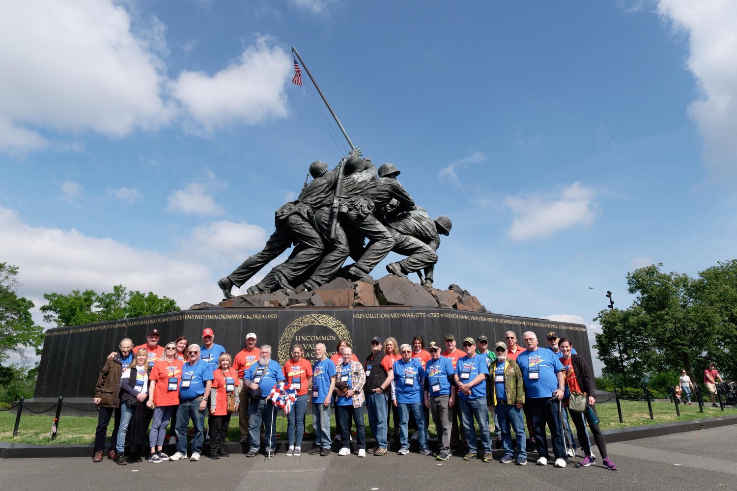 Veterans from World War II, the Korean War and Vietnam were treated to a trip to Washington last Saturday by Honor Flight Long Island. One stop the 47 veterans made was at the U.S. Marine Corps War Memorial.