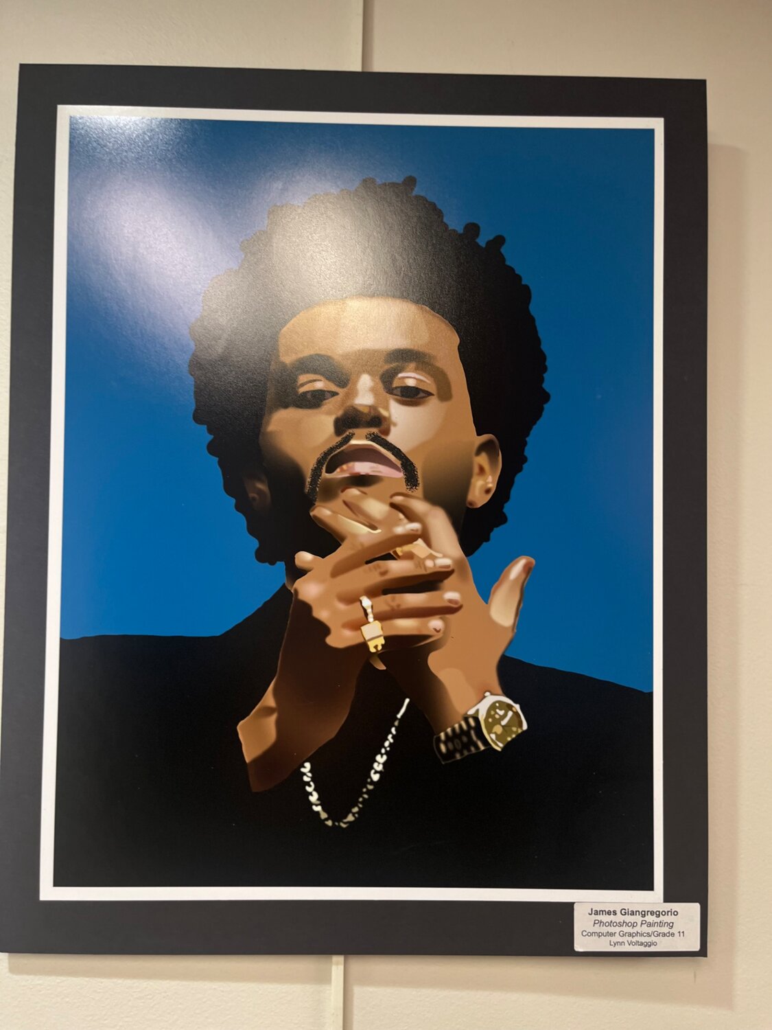 A digital portrait of The Weekend created by South Side High School junior James Giangregorio is one of the many highlights from the exhibition.