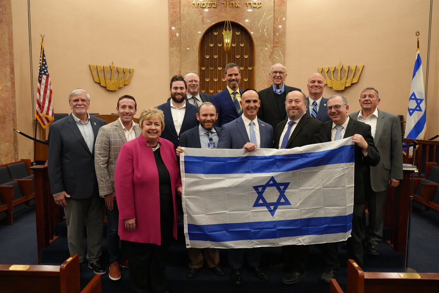 The Merrick-Bellmore Jewish Community Council celebrated Yom Ha’atzmaut, Israel’s Independence Day, with five of the hamlets’ synagogues at the Merrick Jewish Centre. Above, Jewish leaders from the participating congregations, with local elected officials and community leaders.