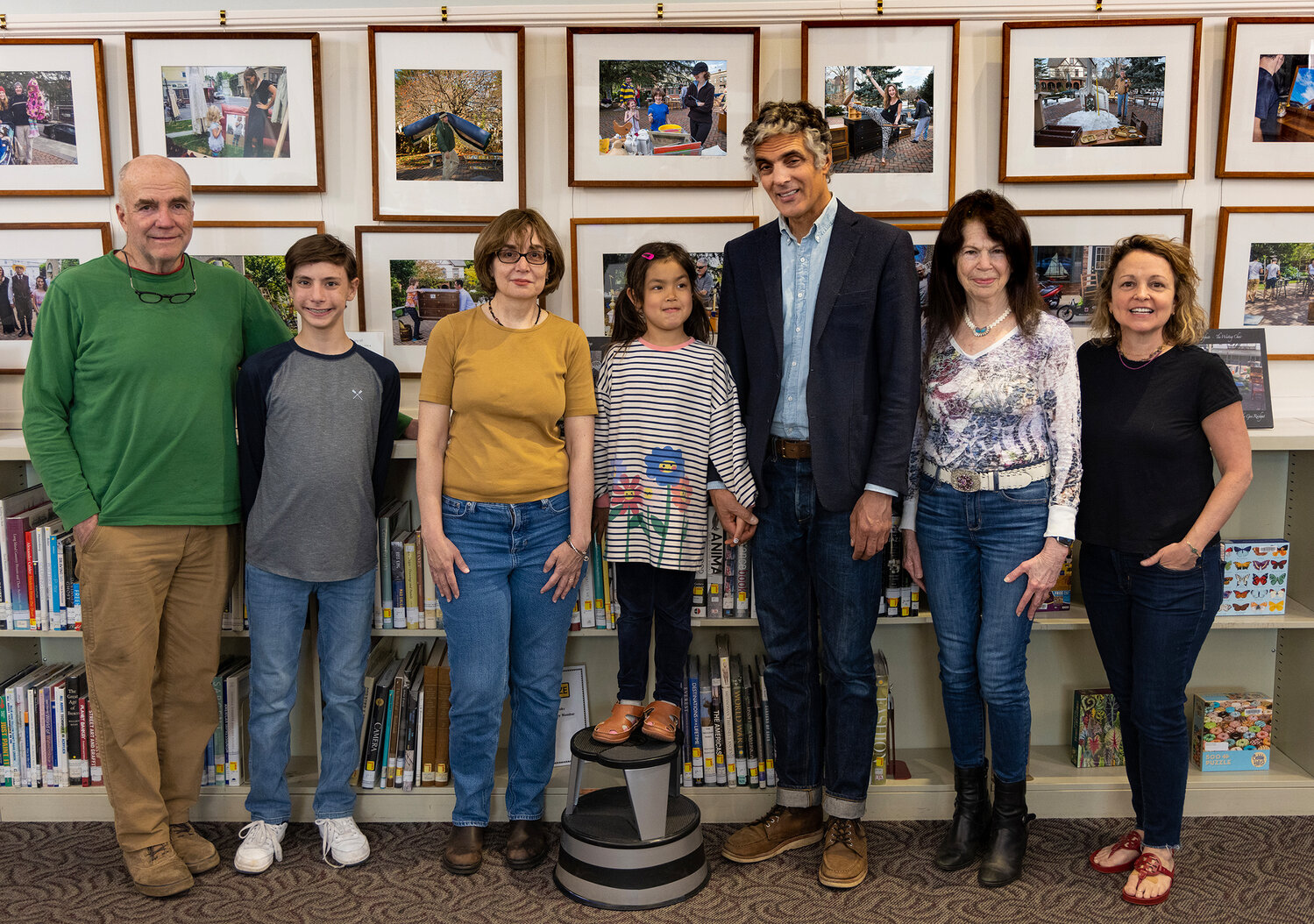 Mike Lennon, far left, Dominic Johnson, Camille Purcell, Madeline Redenti, Stephen Redenti, photographer Geri Reichgut and Kathleen DiResta came together to memorialize the new exhibition.