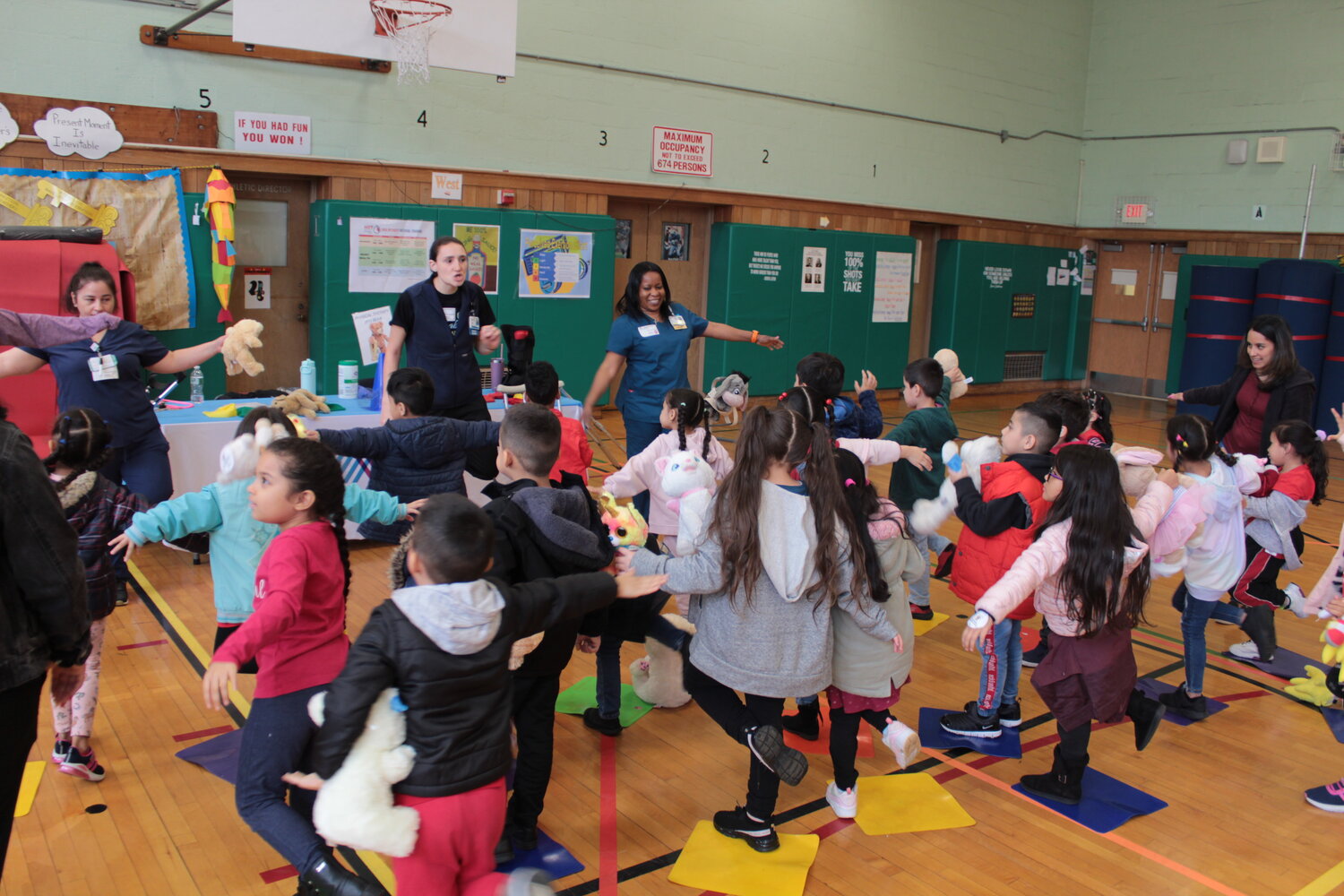 Kindergarten students brought their stuffed animals to the Teddy Bear Clinic sponsored by Mount Sinai-South Nassau Hospital at Bayview Avenue Elementary School for hands-on interactive medical training.