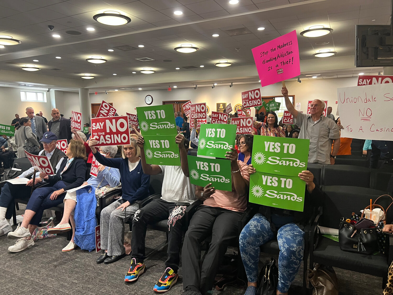 Community members from both sides of the aisle showed their stance on the Las Vegas Sands at the County Legislature on May 22.