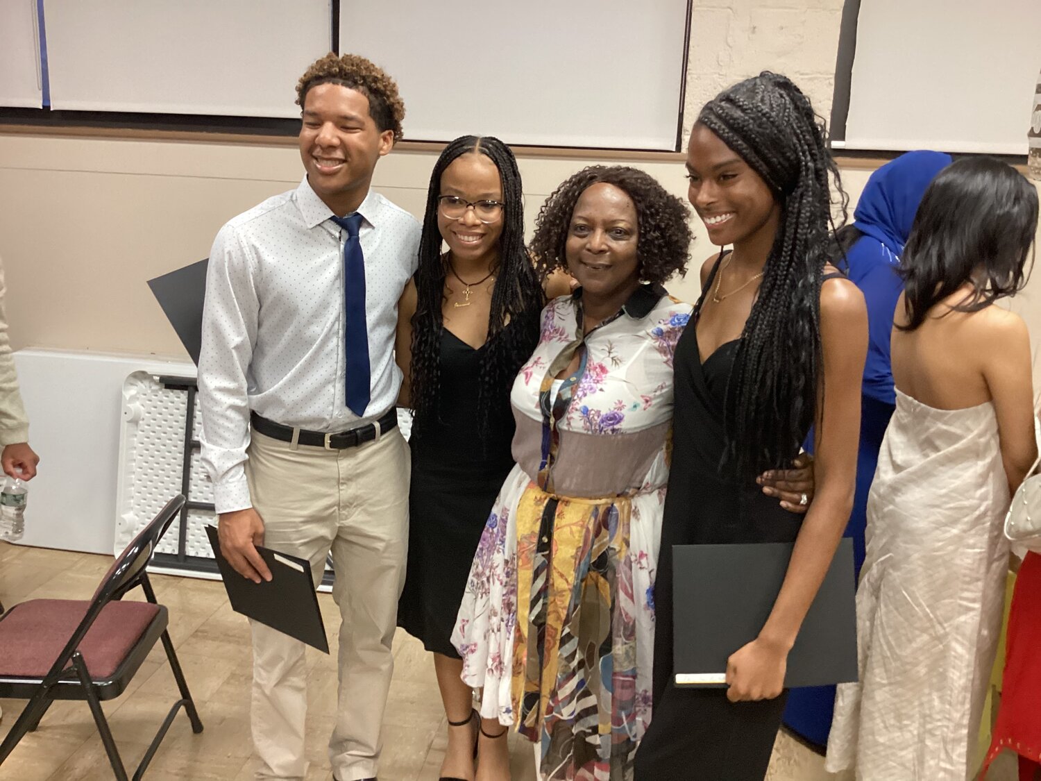 Lebron Lynshue, Jazmine Trenchfield, Saundra Wilson and Sidney Jean-Baptiste at the 55th Annual Black Educators Committee Scholarship and Awards Ceremony at the Freeport Memorial Library on May 18.