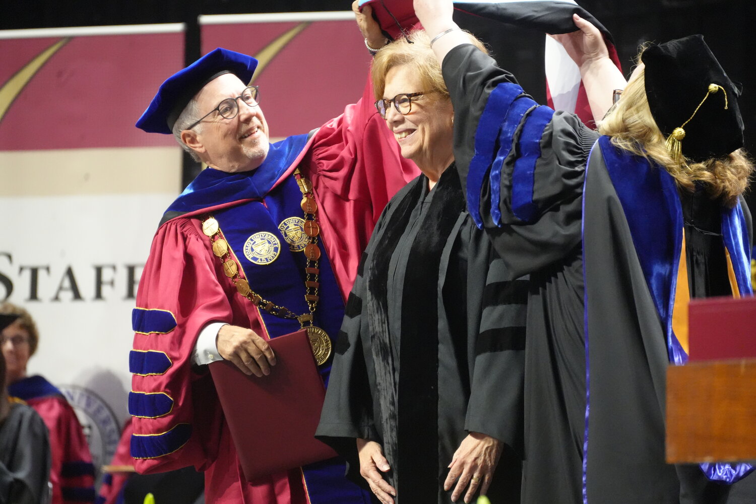 Sister Donna Markham, president and chief executive officer of Catholic Charities USA, was presented an honorary Doctor of Humane Letters degree for her work during her 40-year career.
