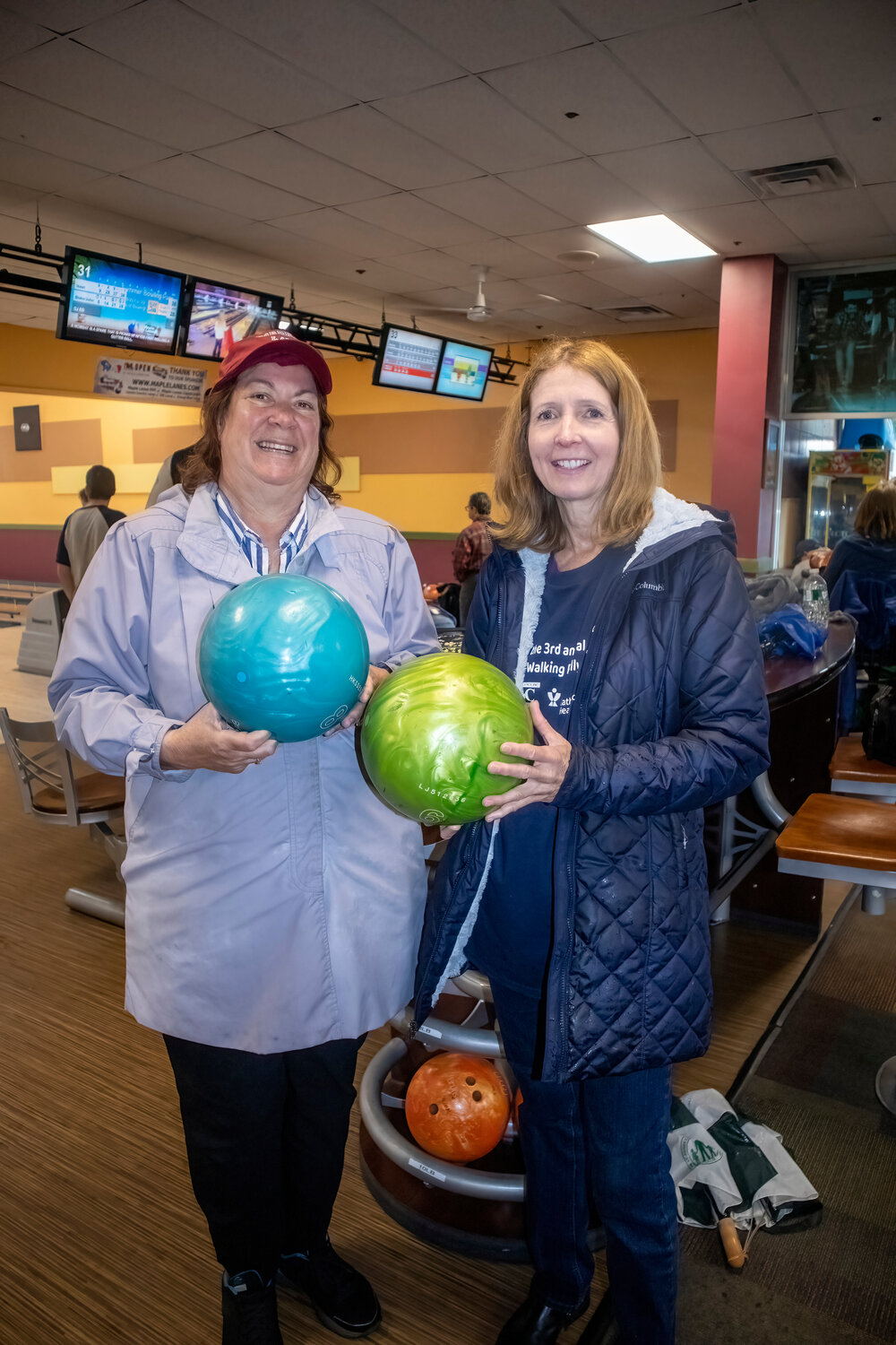 Participants Jane McCabe and Eileen Palazzo’s clue, ‘knock down things bowling,’ sent them to Maple Lanes RVC.