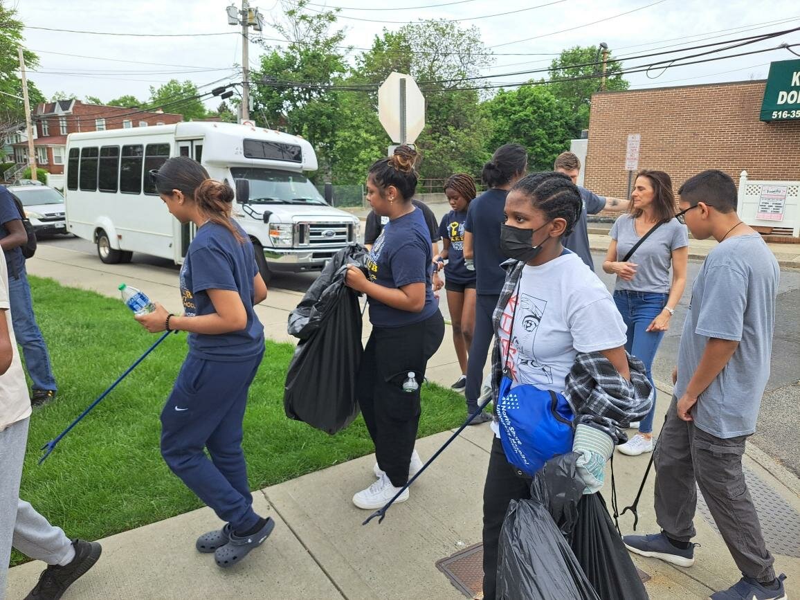 Many young student volunteers spent their Saturday taking part in the community service effort, including the Elmont Memorial High School Key Club.
