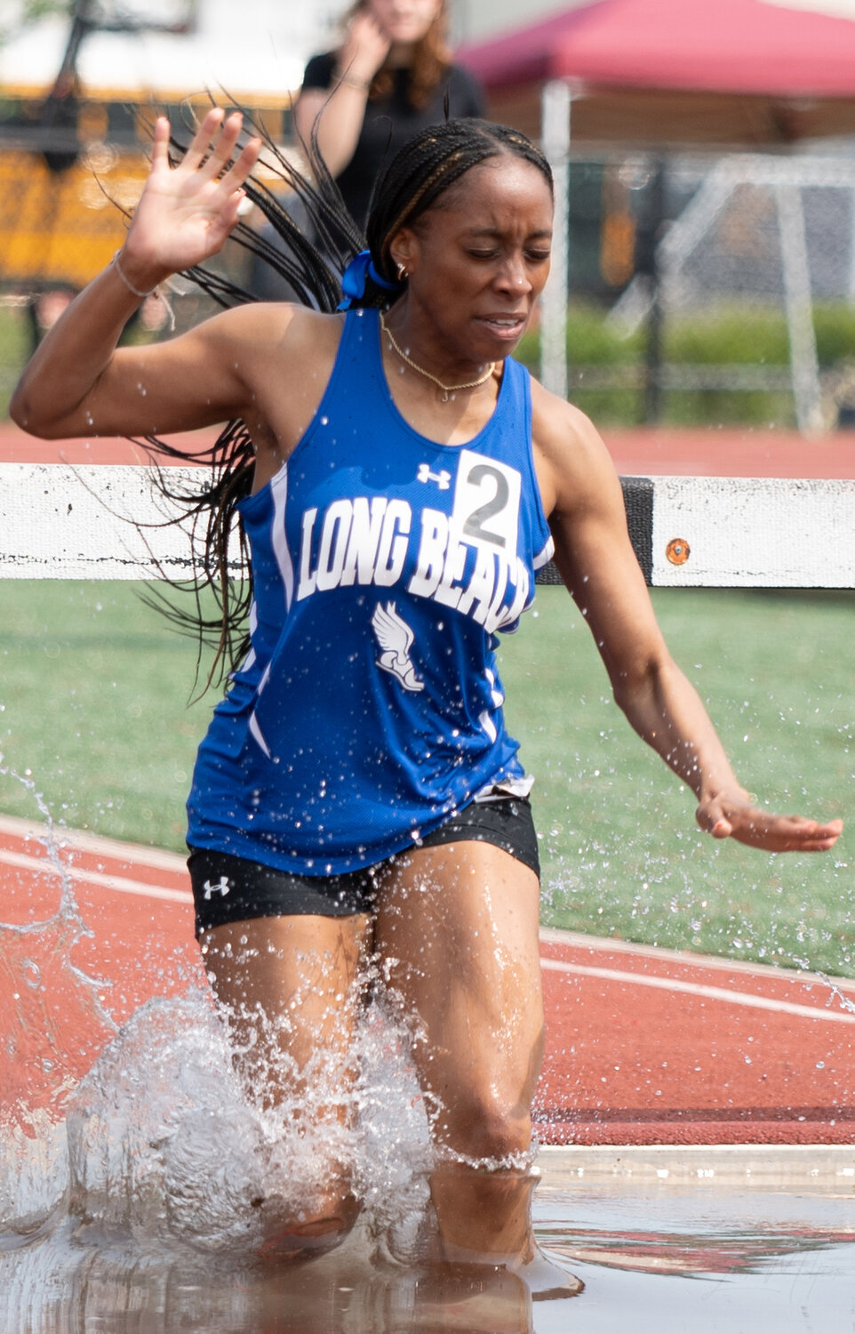 Senior co-captain Jewel Jones had a notable spring for the Marines and finished second in Nassau Class AAA in the 2000 steeplechase.