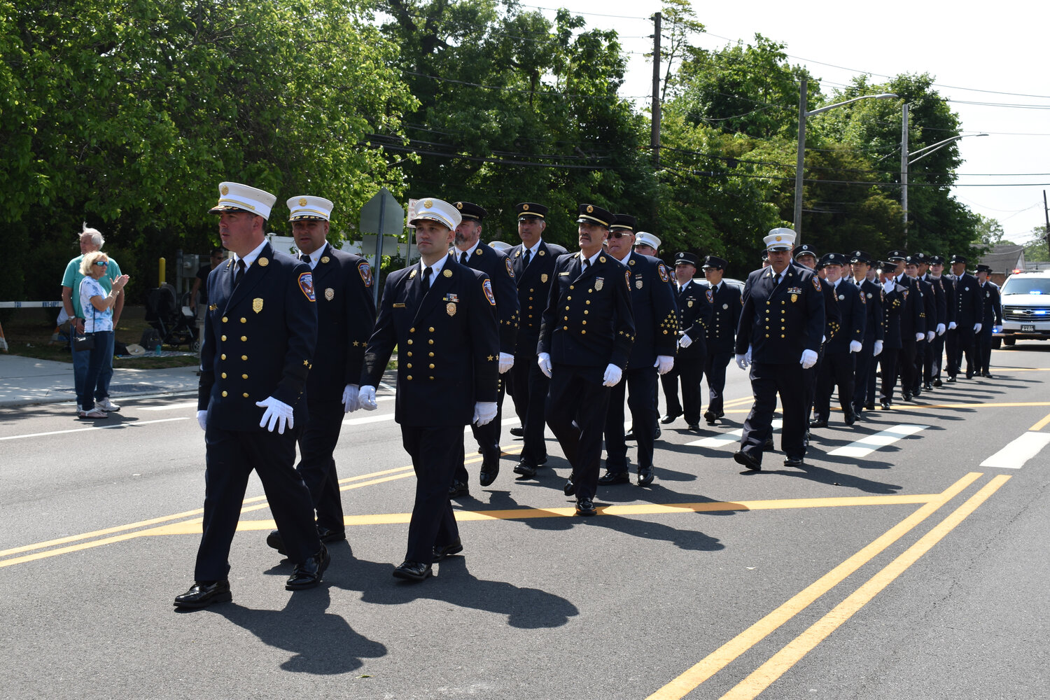 Members of the Merrick Fire Department marched in Merrick’s Memorial Day Parade.