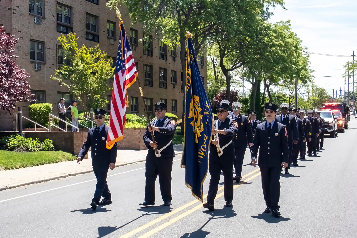 The Inwood Fire Department moved along Doughty Boulevard as part of the Memorial Day Parade on Sunday.