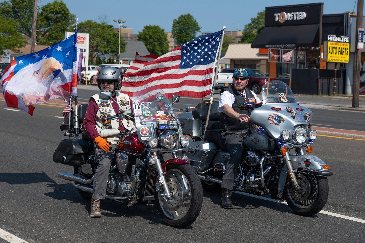 Members of American Legion Post 1082 out of East Meadow rode their motorcycles in the parade.