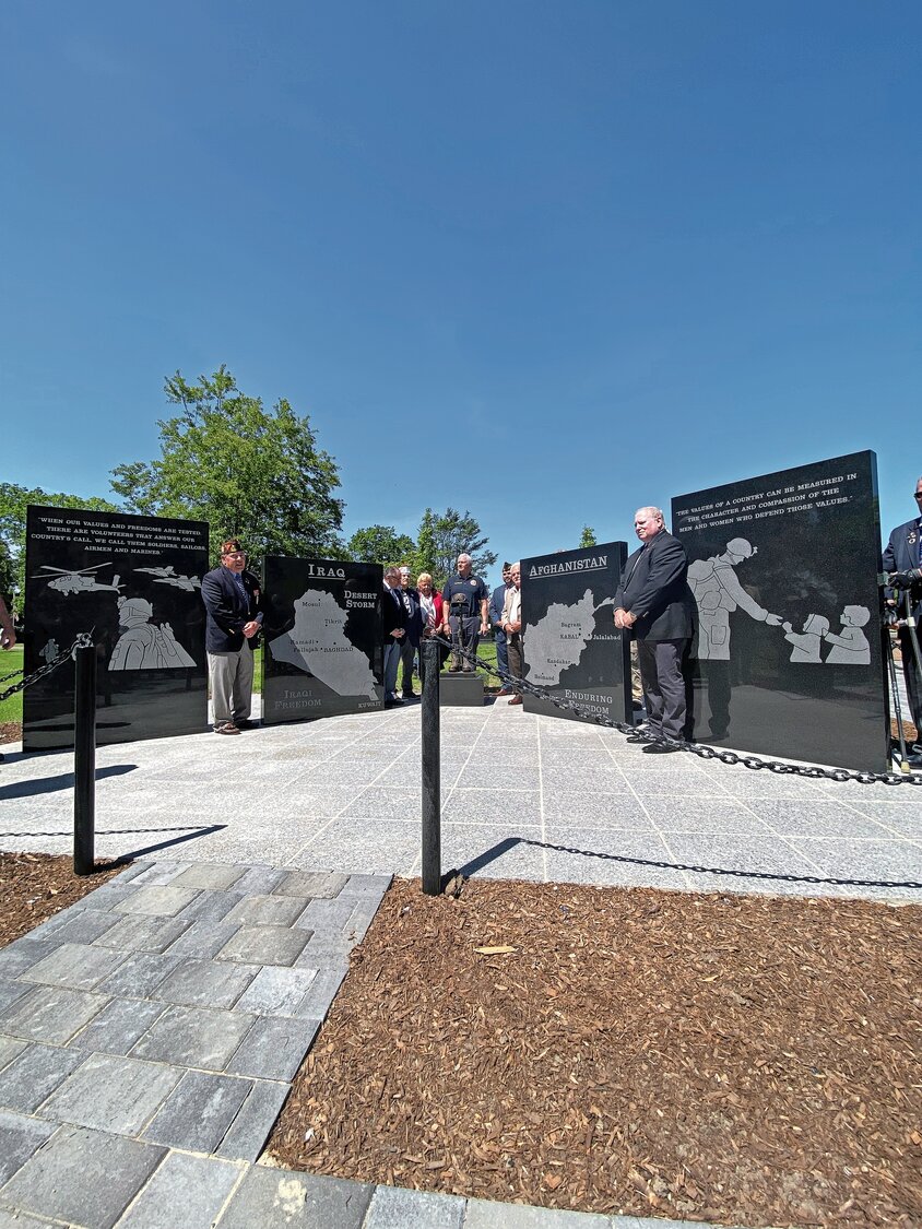 A new monument was unveiled at Eisenhower Park on May 28 to honor those who served in Iraq and Afghanistan.