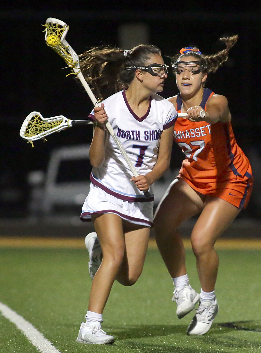 Daniela Martini, left, scored late in the first half to help the Vikings build a 9-6 lead at intermission in the Nassau Class C title game.