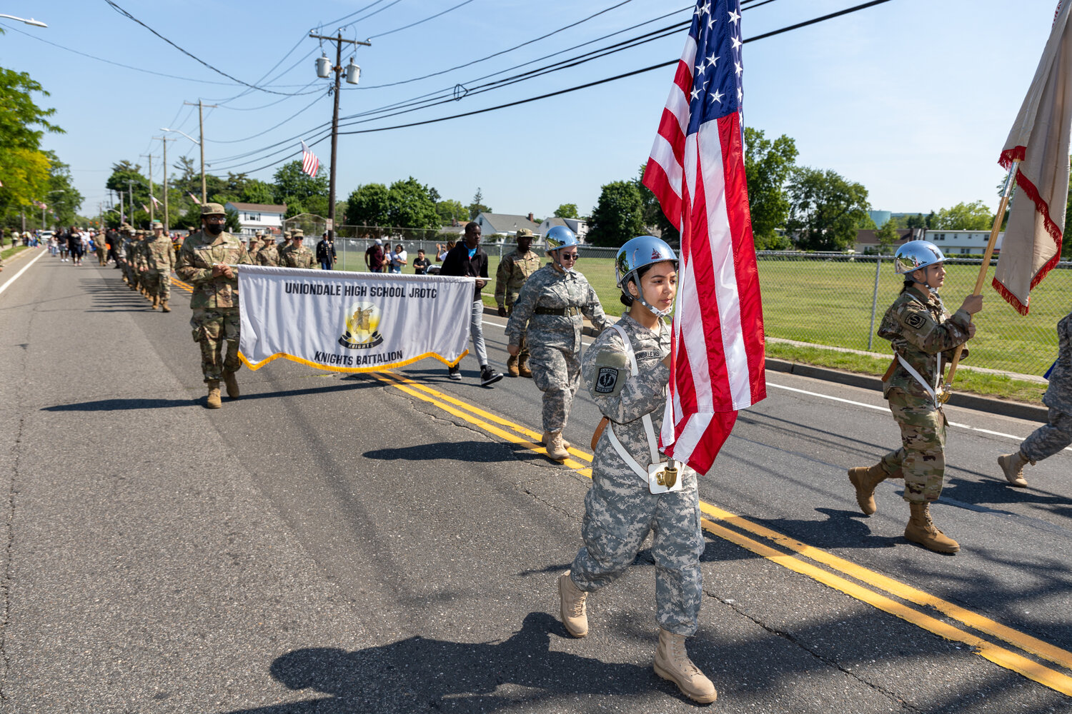 Uniondale High School’s Junior Reserve Officers’ Training Corps marched in last year’s Memorial Day Parade.