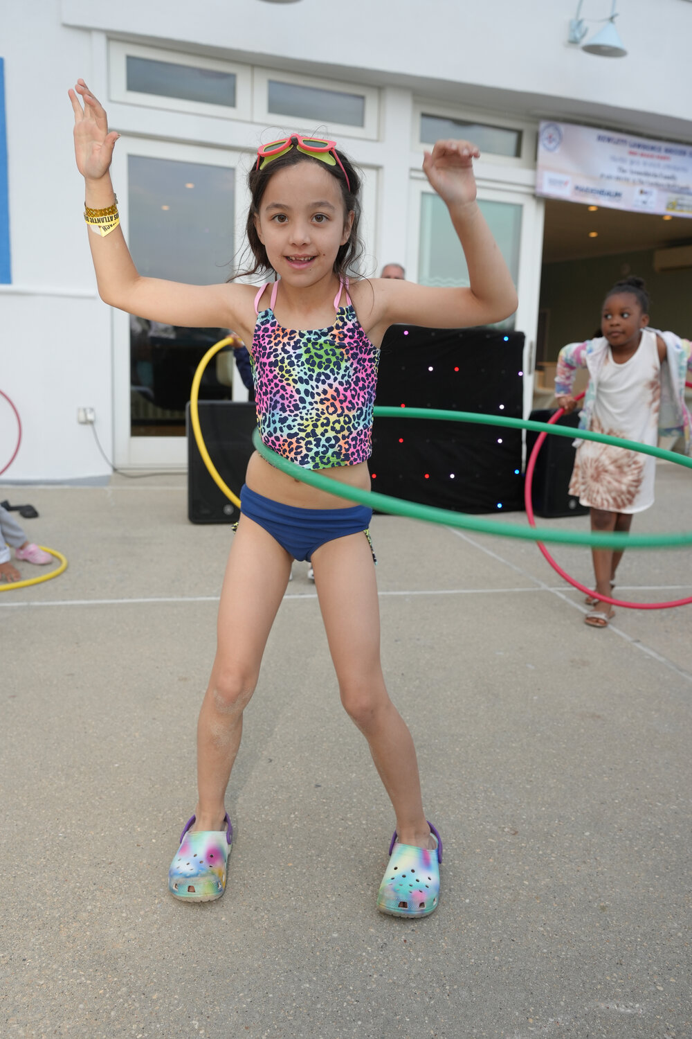 Julia Becker showed off here hula hooping skills at the soccer club’s season-ending party.