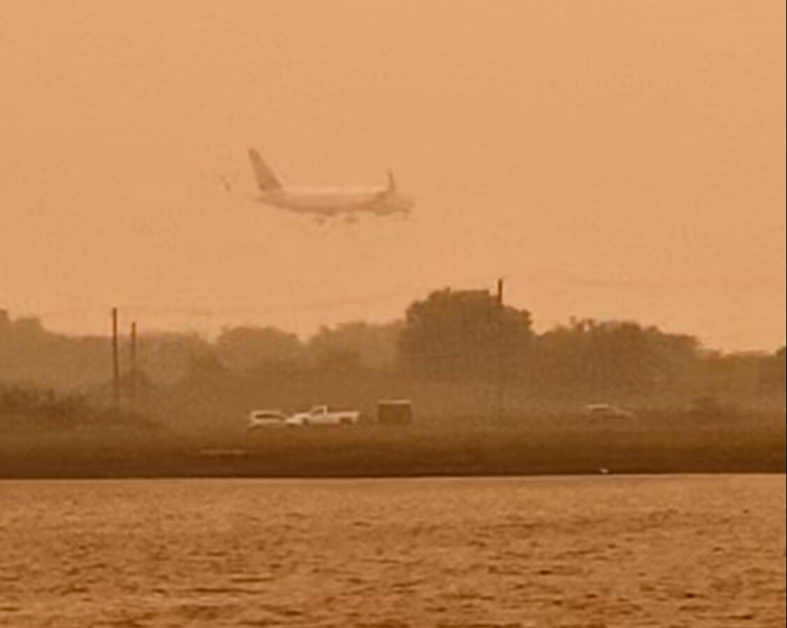 The view from North Woodmere Park as an airplane was landing at John F. Kennedy International Airport on June 7.