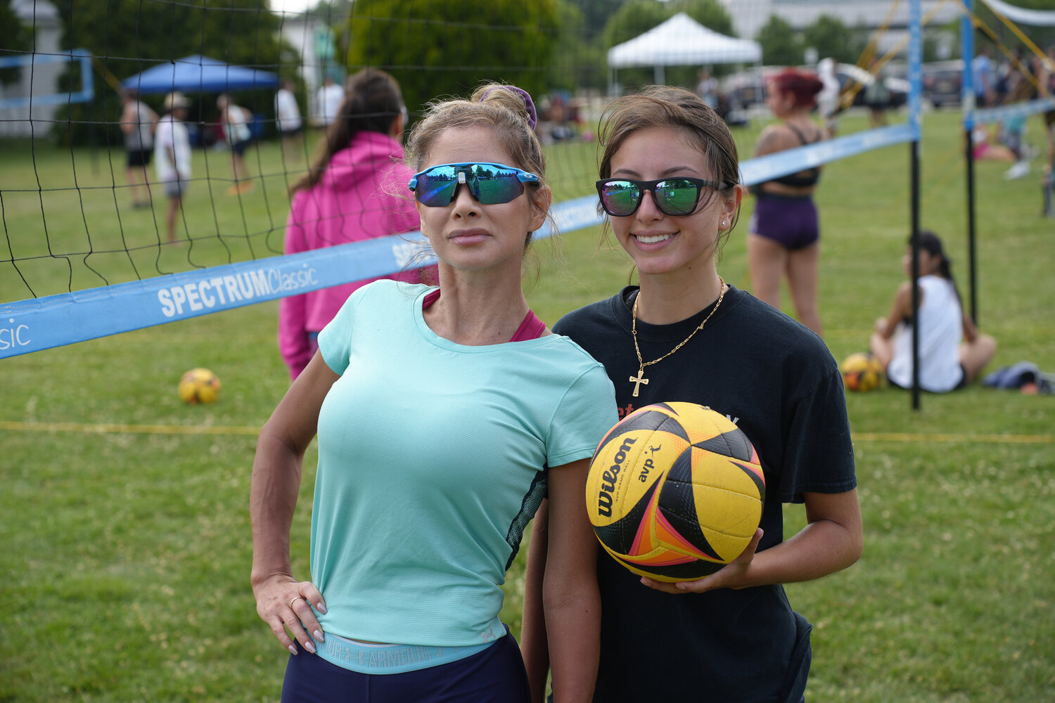 Desiree Bordone, left, and Sabrina Bordone from Massapequa Park joined the tournament to show their support.