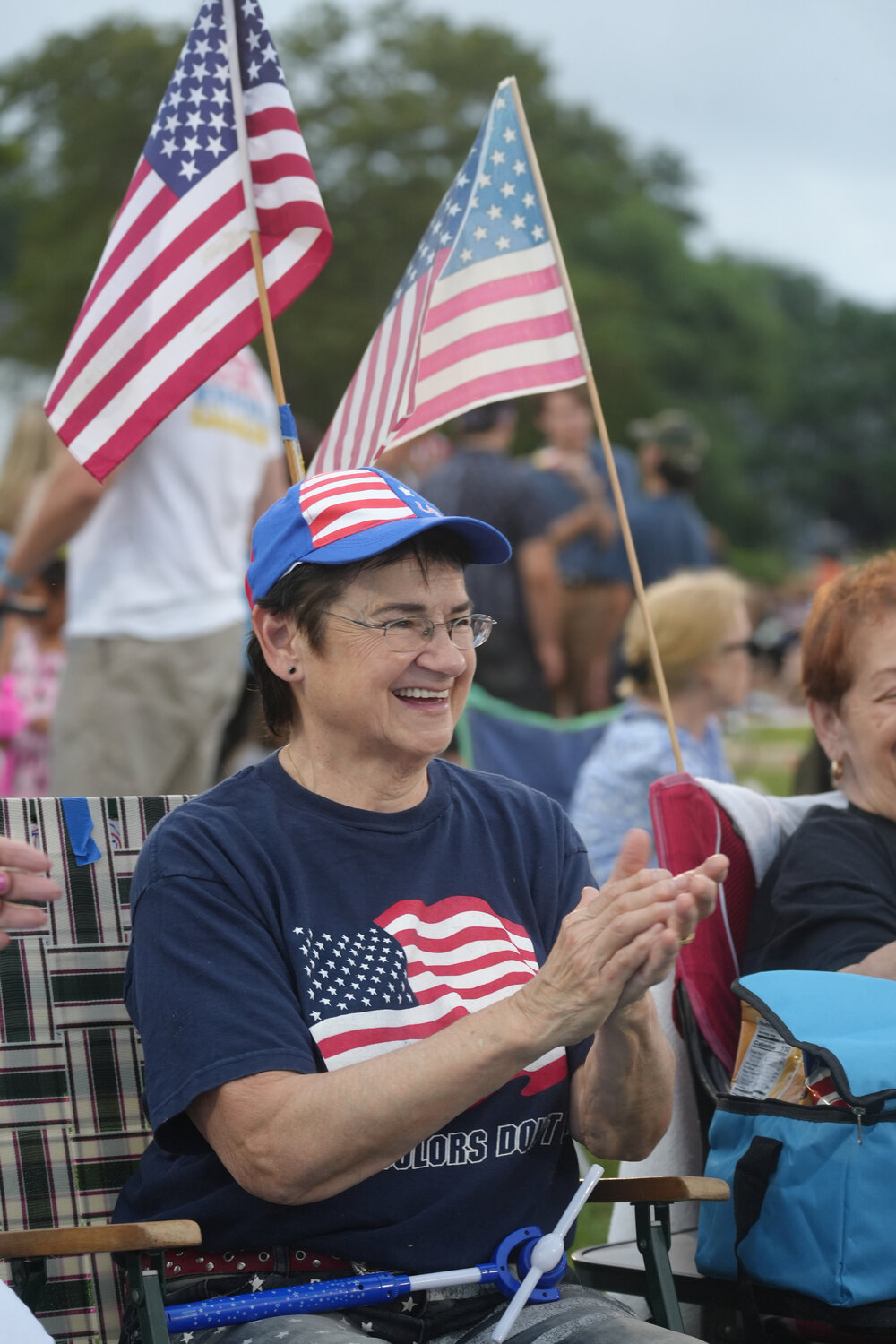 Eveline Marcello of West Hempstead dressed up in red, white and blue to show her patriotism at the annual fireworks celebration and concert in Rockville Centre on July 8.