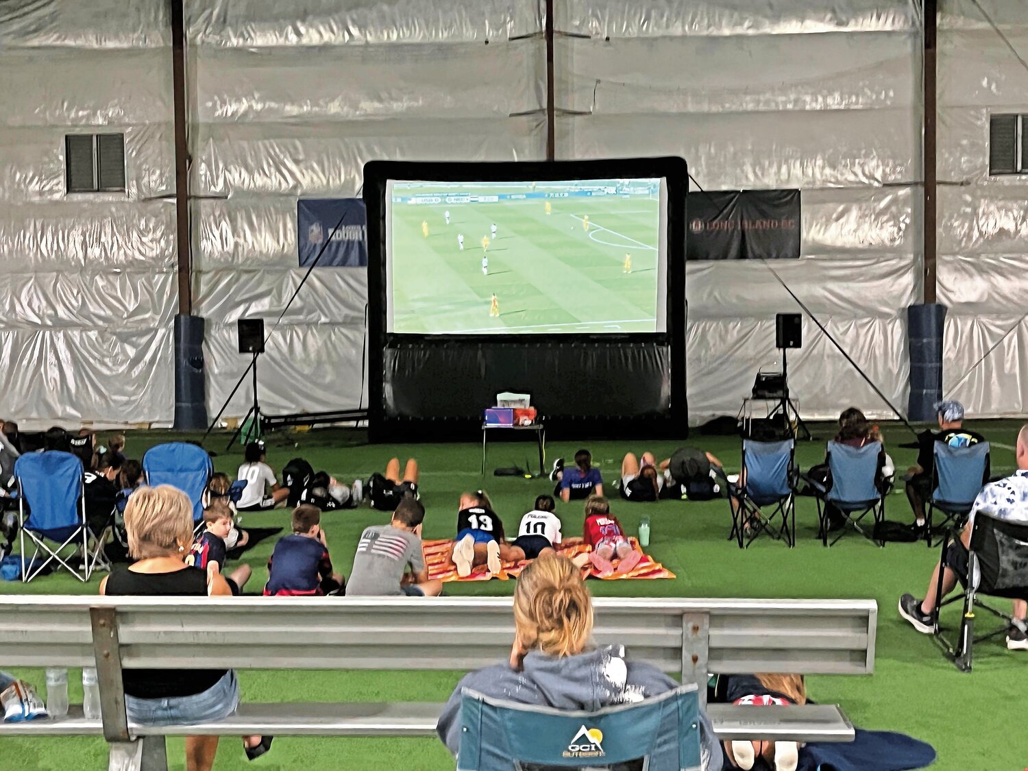 Patrons enjoy the World Cup game on the big screen provided by Nassau County Executive Bruce Blakeman’s office. It was all part of a watch party held at Globall Sports Center on Charles Lindbergh Boulevard.