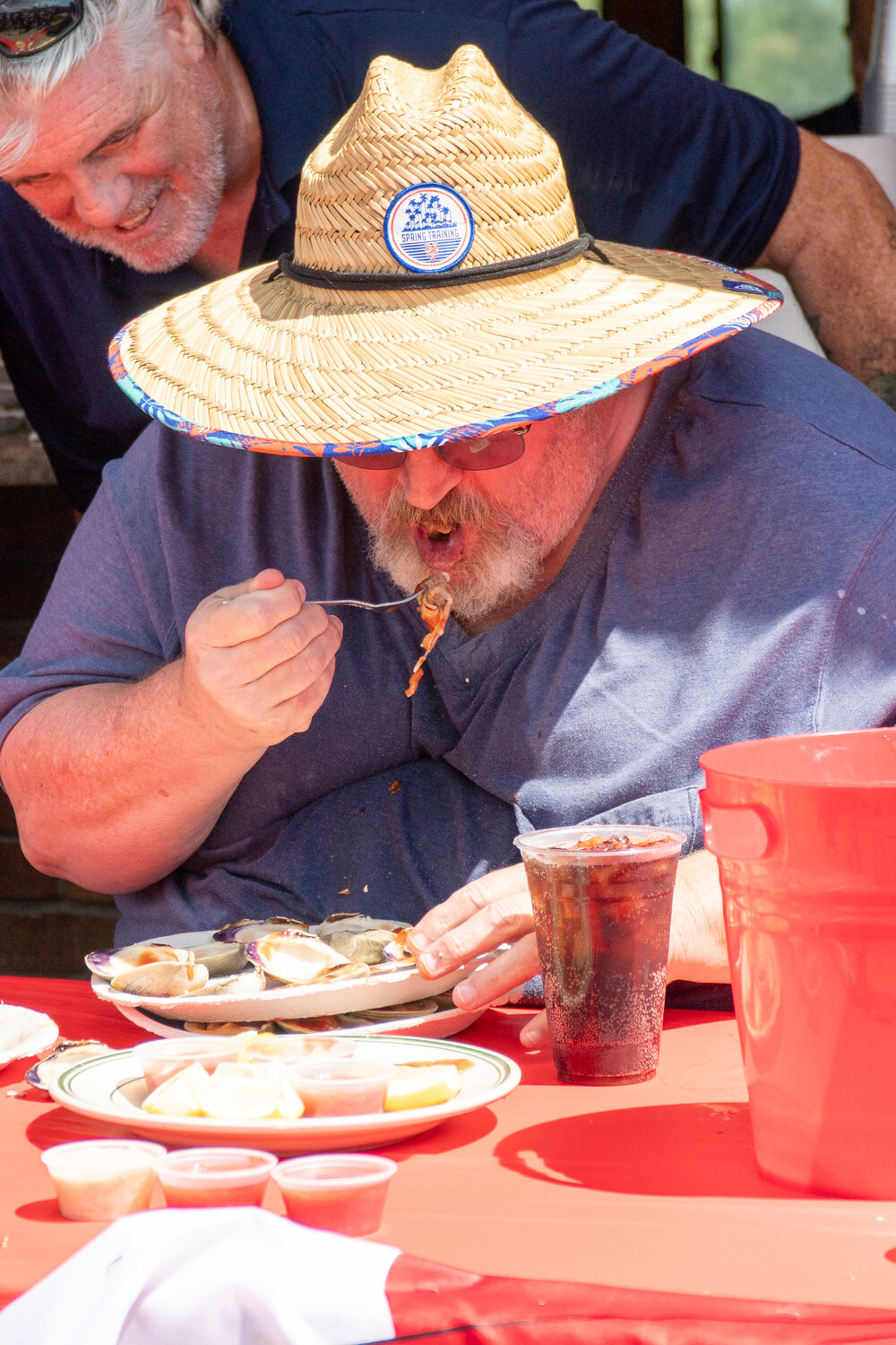 Island Park resident Pete Adams downed lots of clams at Peter’s Clam Bar as part of the Beyond the Badge fundraiser this year.