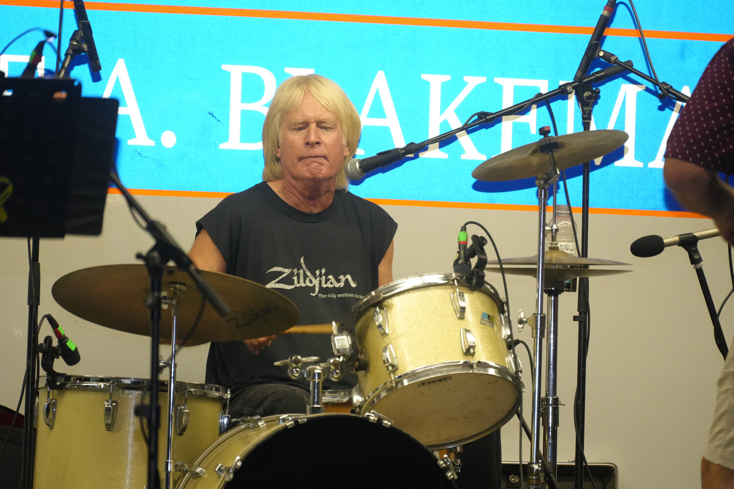 Drum player of Steelin’ in the Years Billy Milne getting in the groove of his performance at the concert.