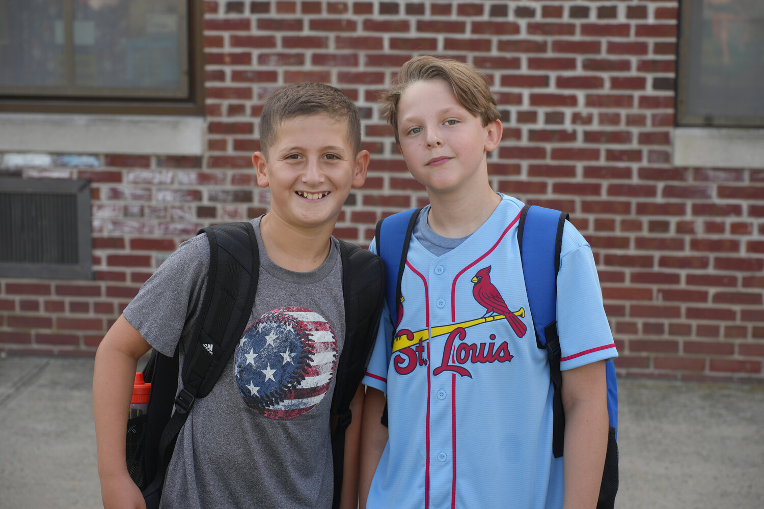 Ethan Horowitz and Nick Rossner get ready for the start of 5th grade at Covert Elementary School.