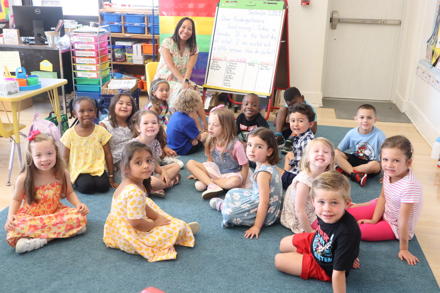 Mrs. Altman’s kindergarten class at Riverside Elementary kick off the new school year.
