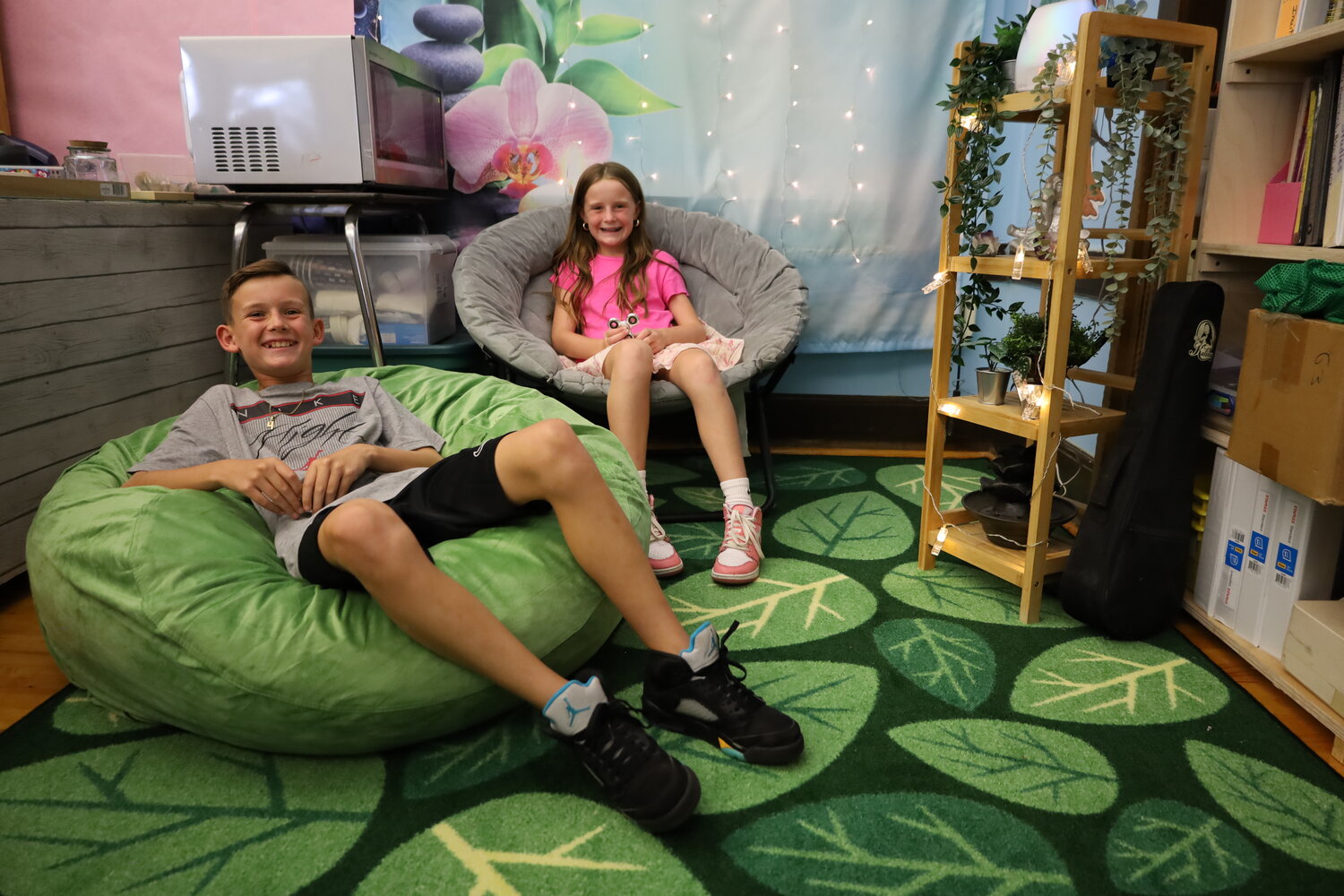 Kids get comfy in their lily pad themed environment at Wilson Elementary.