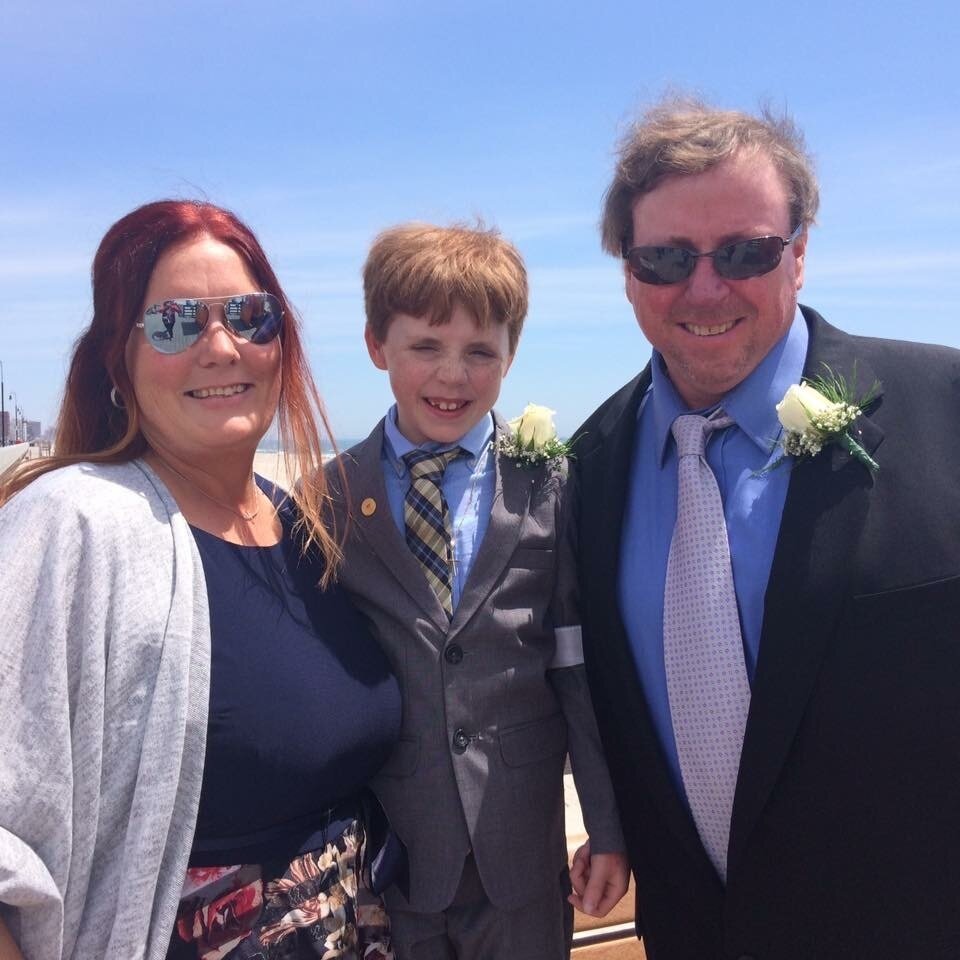 Heather Ward with her late husband, Danny, and their son, Andrew, in Long Beach.