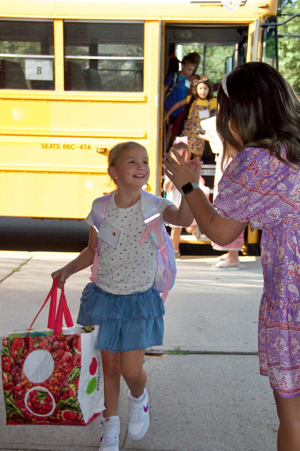 Getting a high five was a great way to start the new school year.