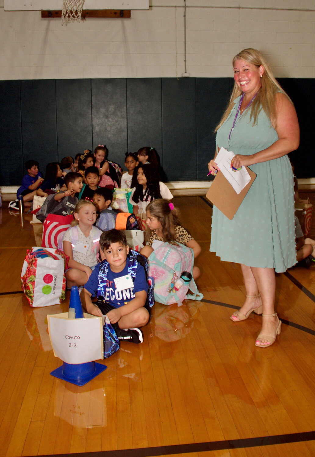 Alison Cavuto met her second graders for the first time before heading for the classroom.