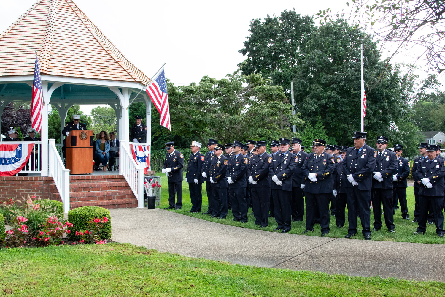 Joseph Gerrato, chief of the Franklin Square and Munson Fire Department, addressed the attendees at the memorial service.