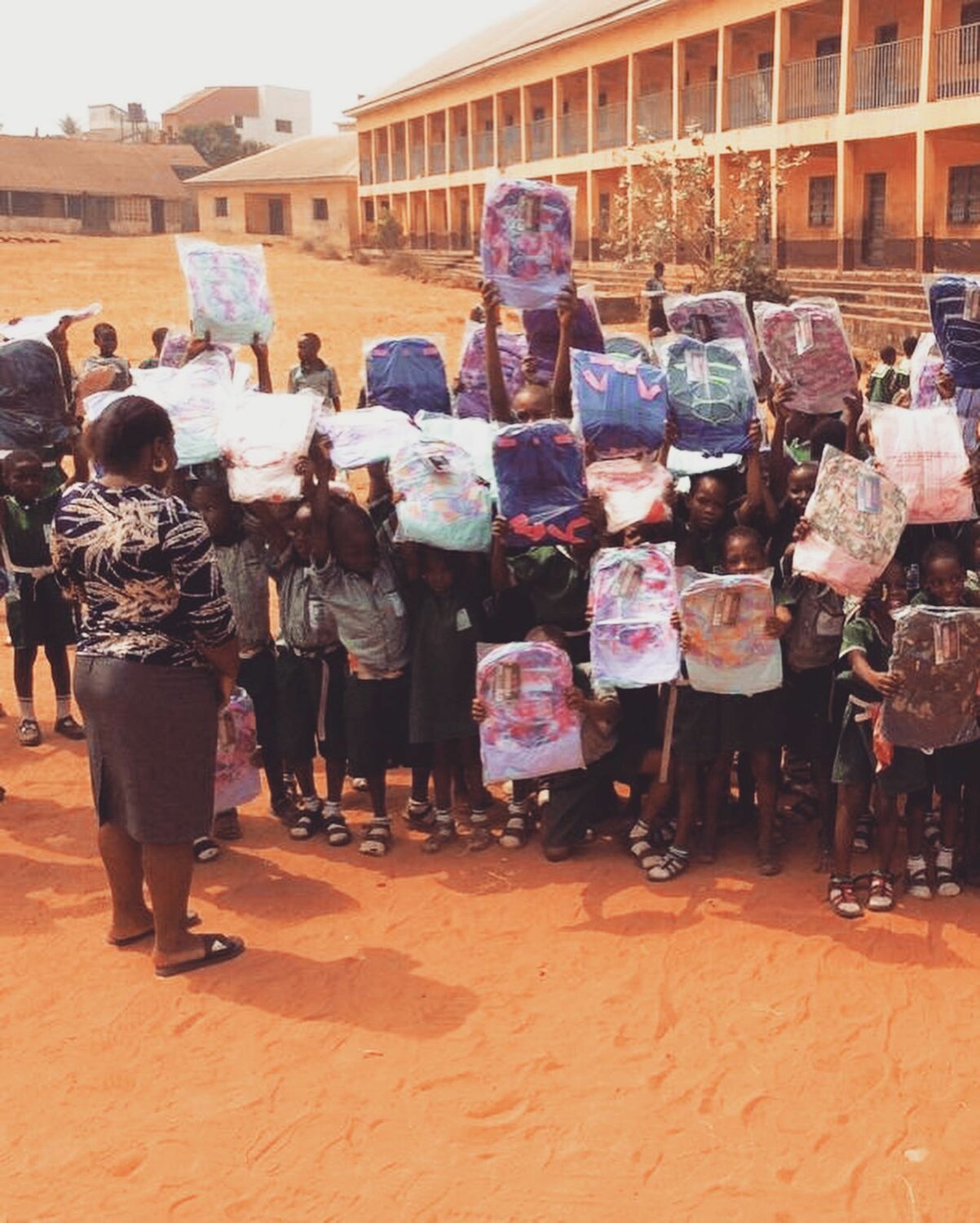 Students at Ogboli Primary School in Nigeria received backpacks from the organization.
