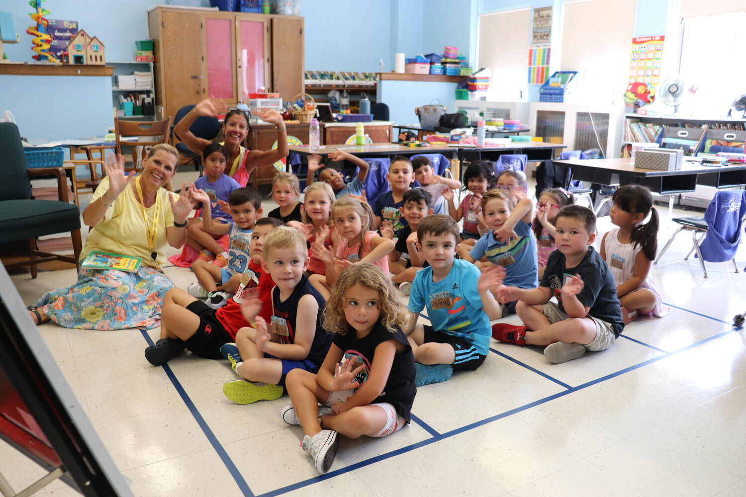 Students in Michele Miles and Margaret Sollenne’s class started their first day of kindergarten at Franklin Square’s Washington Street School on Sept. 5. For this class, the school year kicked off with some big smiles and shy glances.