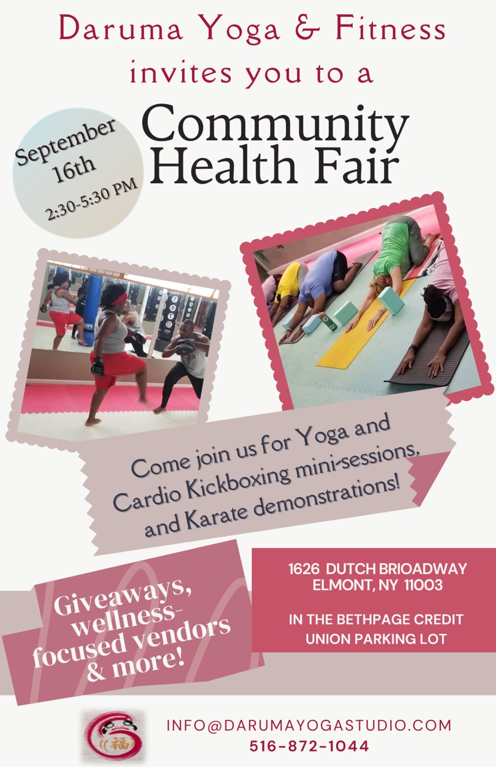 Neighbors are welcome to learn a bit more about preventative health measures at the community health fair sponsored by Daruma Yoga and Fitness.