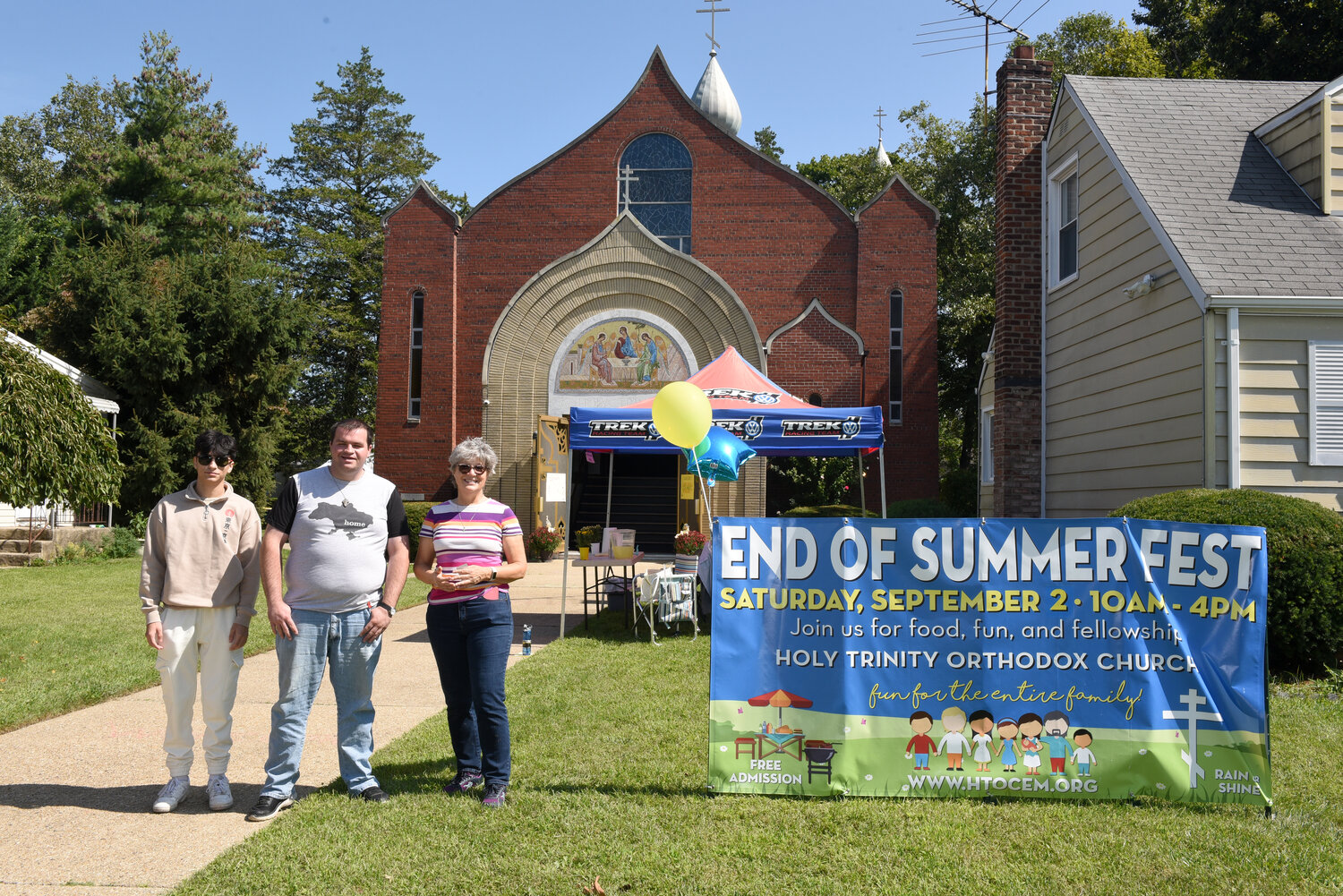 The church, located on Green Avenue, is among the oldest Orthodox Christian establishments on Long Island. Kathy LaBella, Alexander Eagen and Jonathan Zabierowski in front of the church.