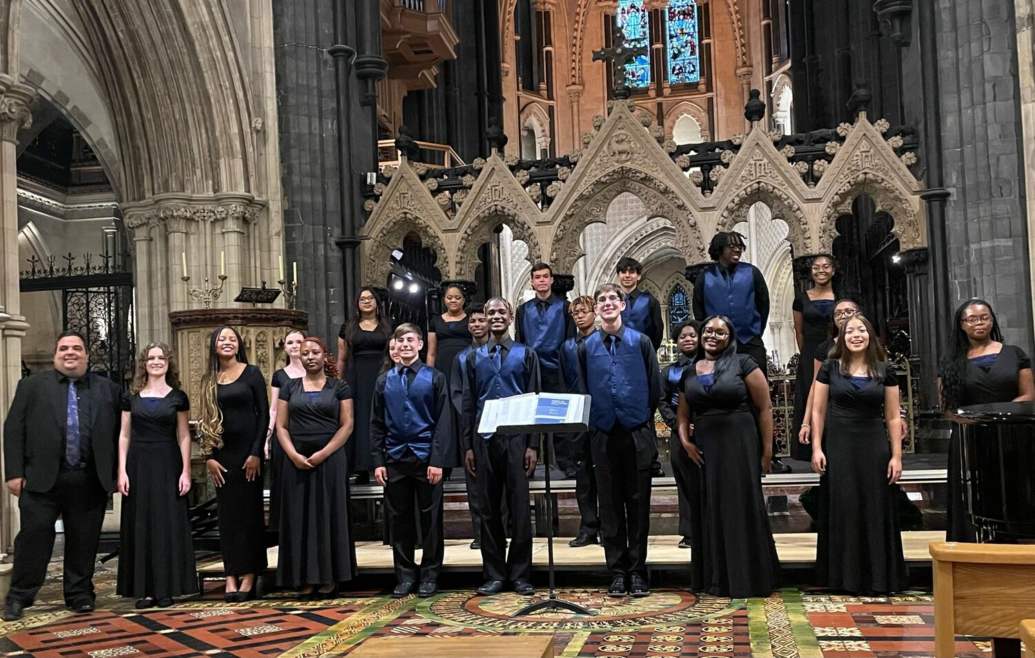 The Malverne Select Choir, led by Choral Director Ken Zagare, at Christ Church Cathedral in Dublin, Ireland following their performance on July 4.