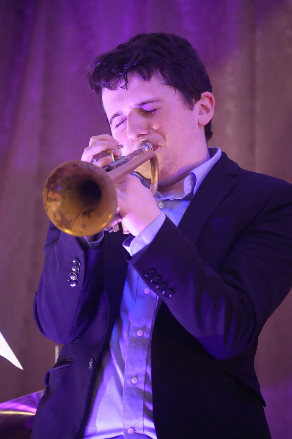 David Sneider playing trumpet as part of the Woodard Quintet.
