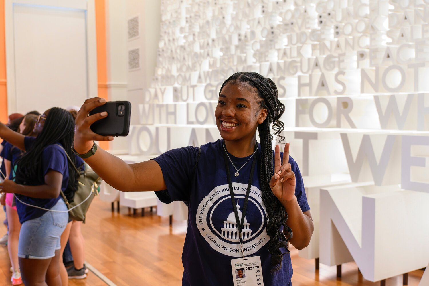 Uniondale high school junior, Danie Henry taking a selfie during the annual Washington Journalism and Media Conference she was invited to this July.