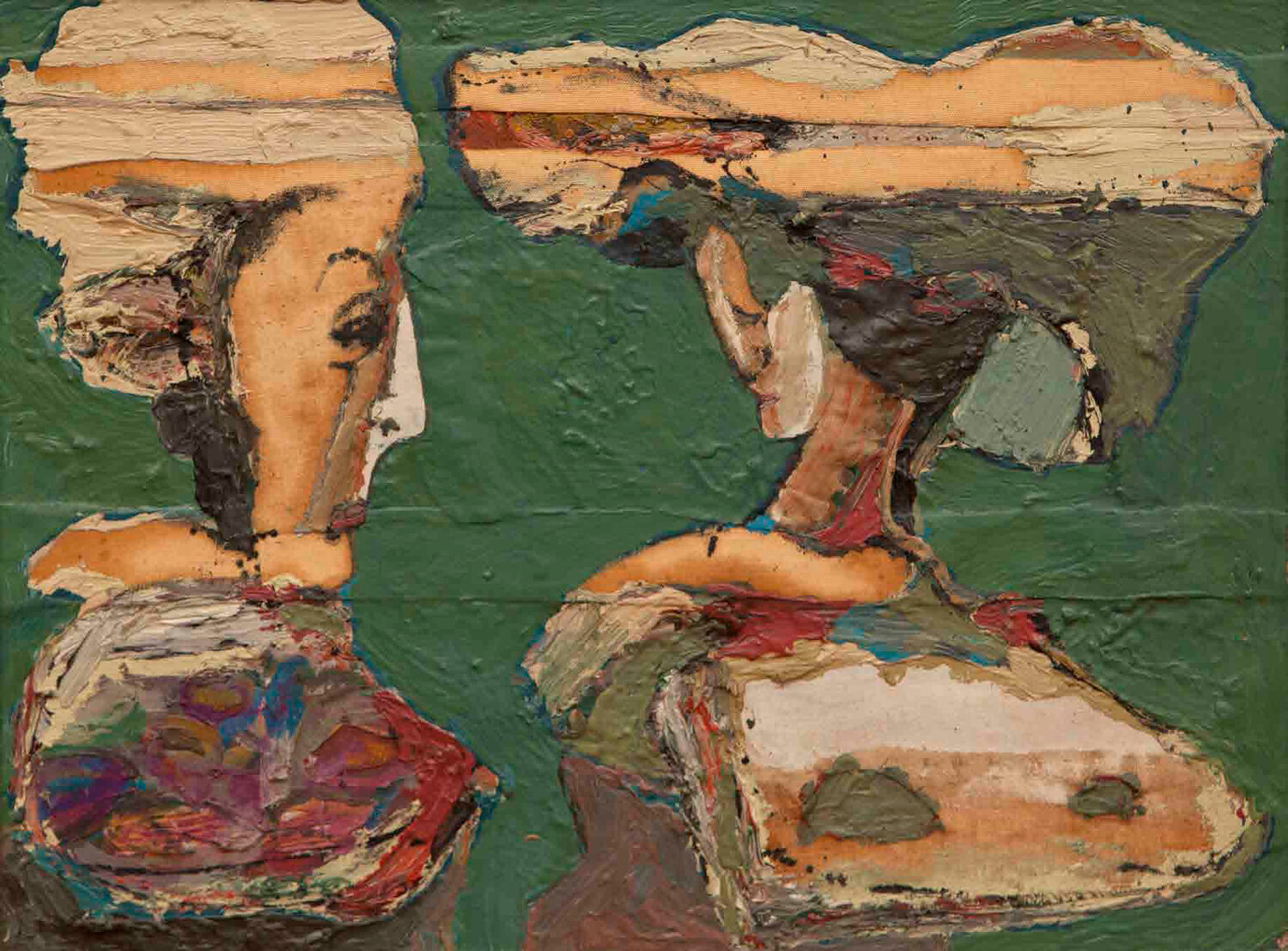 Benny Andrews’ Chasty, 1961, is a mixed media, oil and collage on canvas, represents a playful portrait. A gift to the museum by Dr. and Mrs. Joseph Tucker.