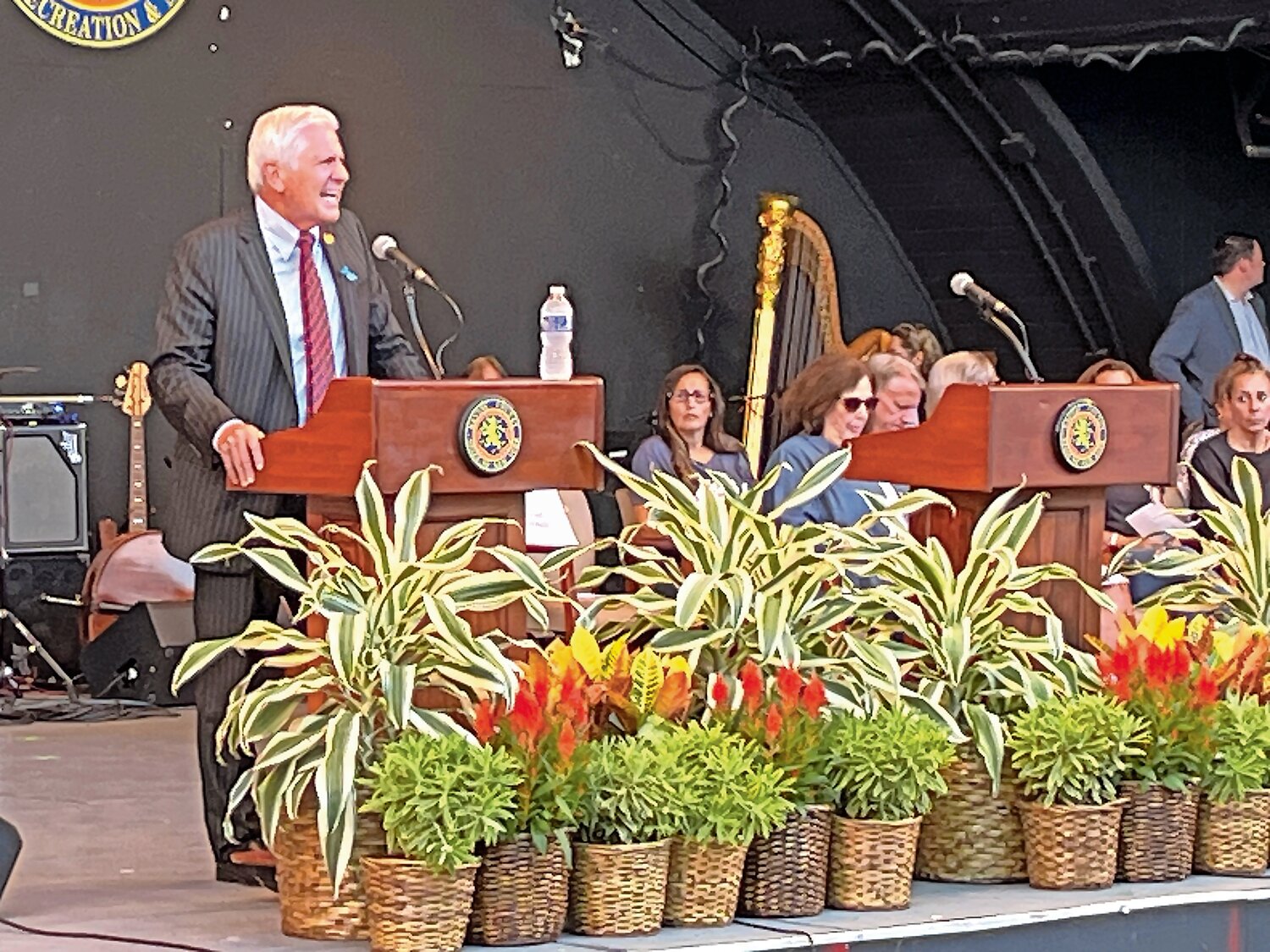 Nassau County Executive Bruce Blakeman told the crowd that gathered at Eisenhower Park’s Harry Chapin Lakeside Theatre to remember those we lost on or because of Sept. 11, 2001, and to continue to remember and comfort those they left behind.