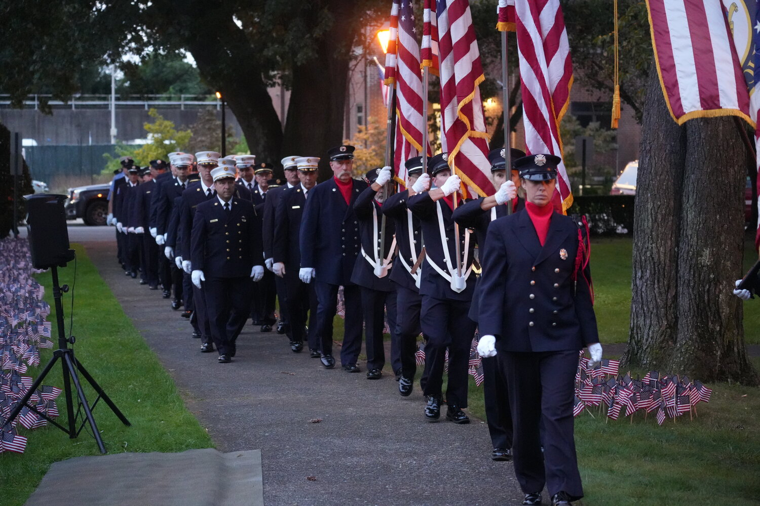 The Rockville Centre Police Department Color Guard started off the 9/11 memorial ceremony on Sunday night.