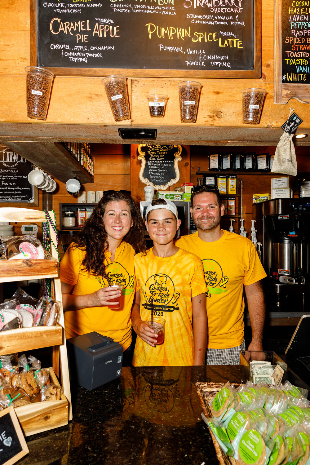 The Be A Good Cookie Campaign, in memory of Richie Capizzi, a longtime pastry chef, kicked off at R.S. Beanery on Sept. 9. Jen, James and Chris Casano at the event.