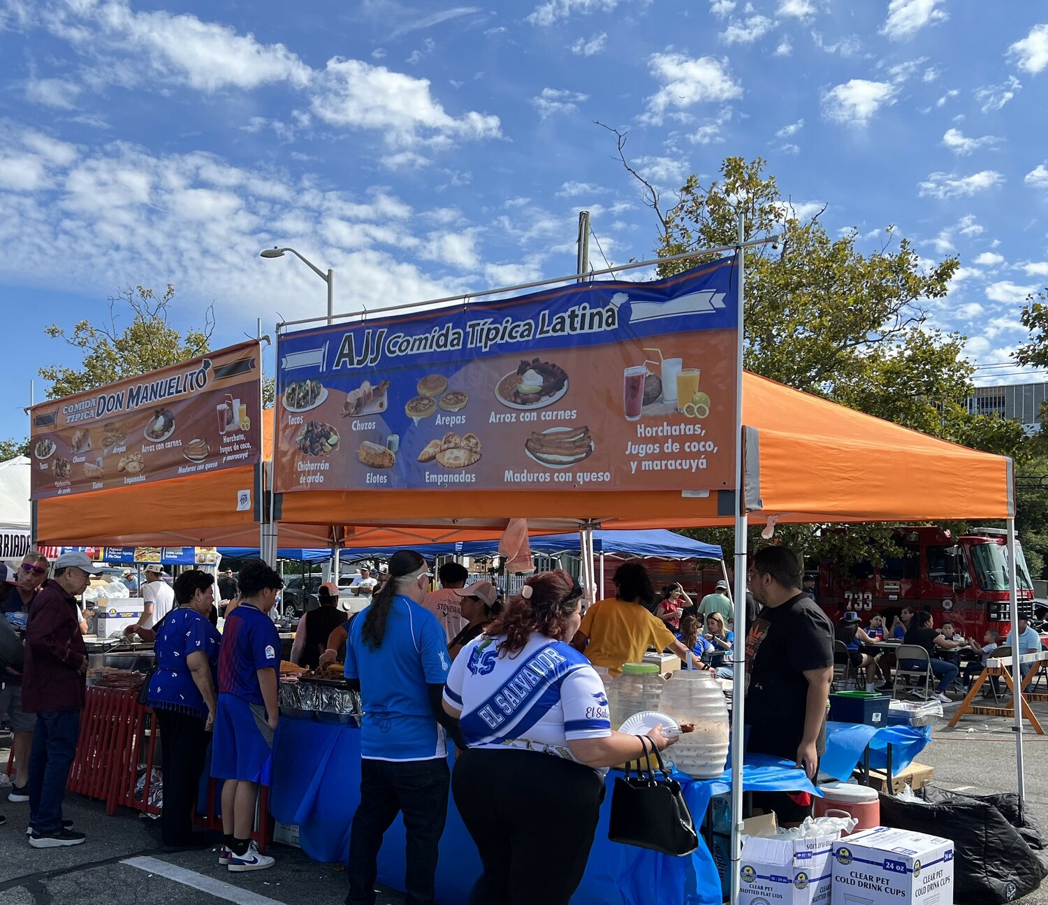 Among the festival’s attractions were the Central American food stands that ringed the Town of Hempstead parking lot.