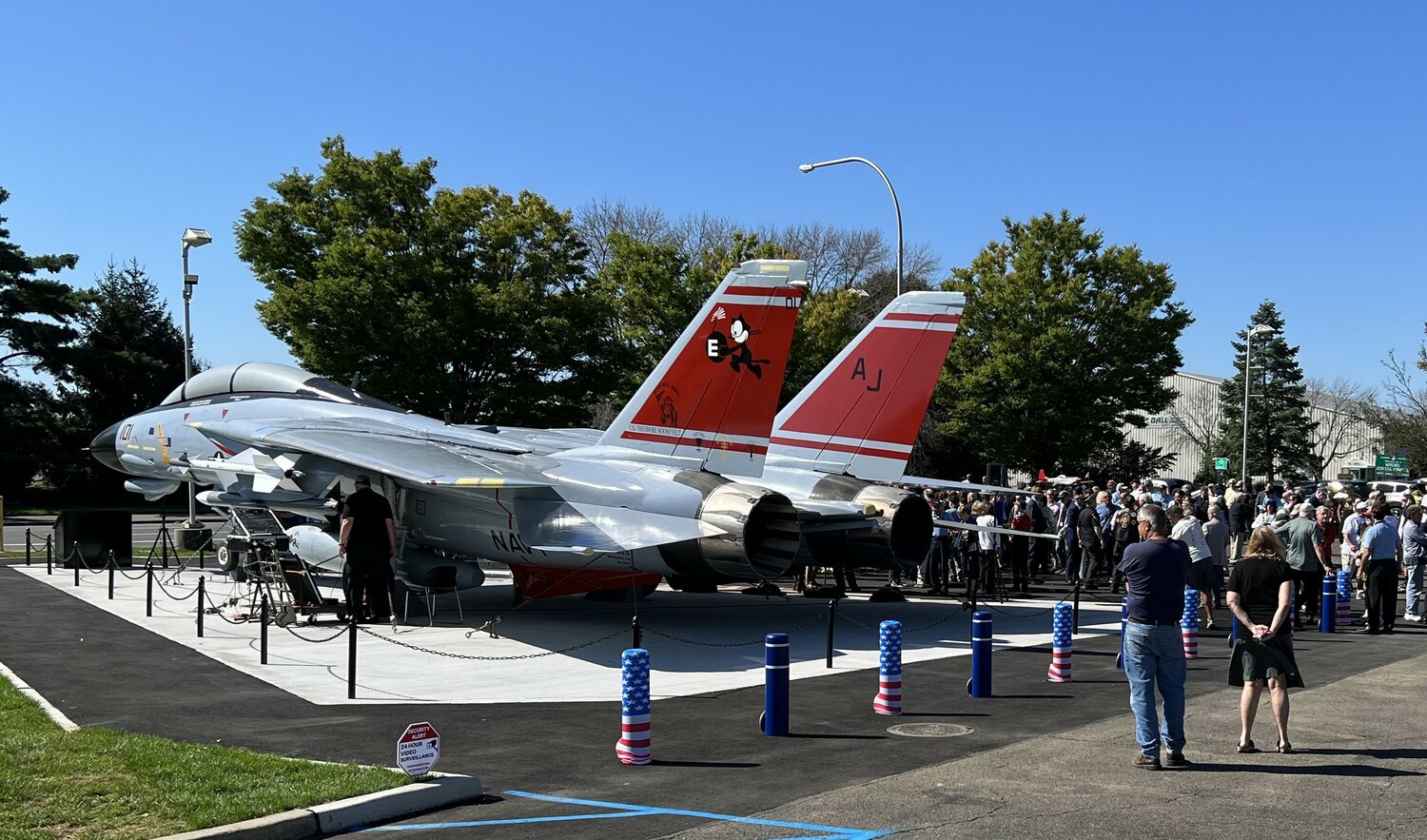 Dignitaries, veterans and restoration volunteers gathered on Sept. 14 to celebrate the addition of “Felix,” an F14 Tomcat fighter plane, to the Cradle of Aviation Museum in Uniondale.