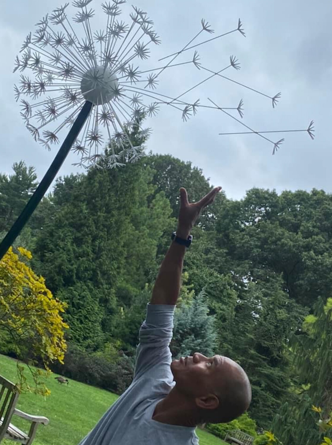 A lover of nature, Mitchell Siegel’s dandelion sculpture features petals falling off to give it the effect of them flying in the wind.
