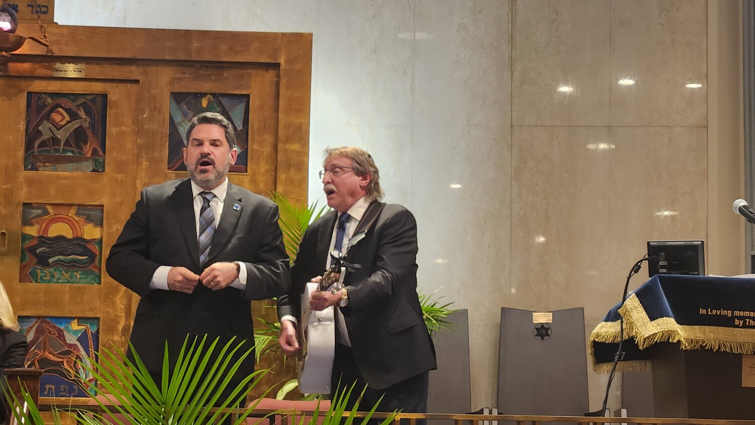 Rabbis Michael Churgel, left, and Irwin Huberman united their congregations to provide a space for healing and community in the aftermath of the Hamas terrorist attacks.