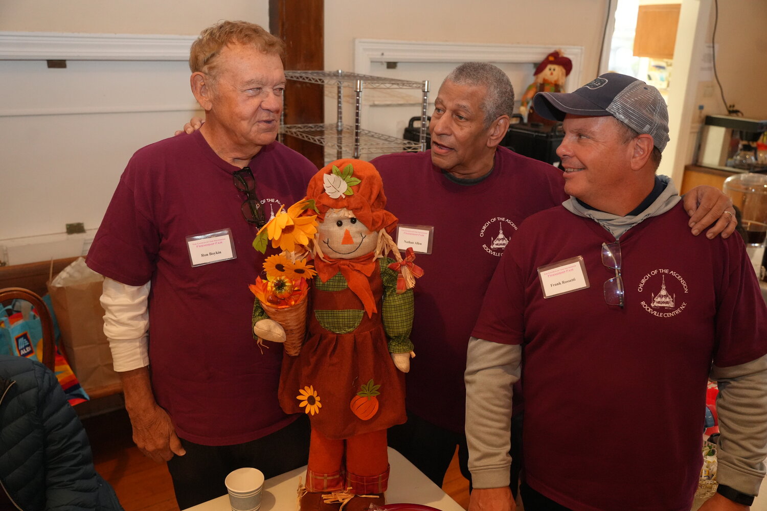 Ron Boykin, left, Nathan Allen and Frank Rossetti help organize the two-day event at the Church of the Ascension in Rockville Centre.