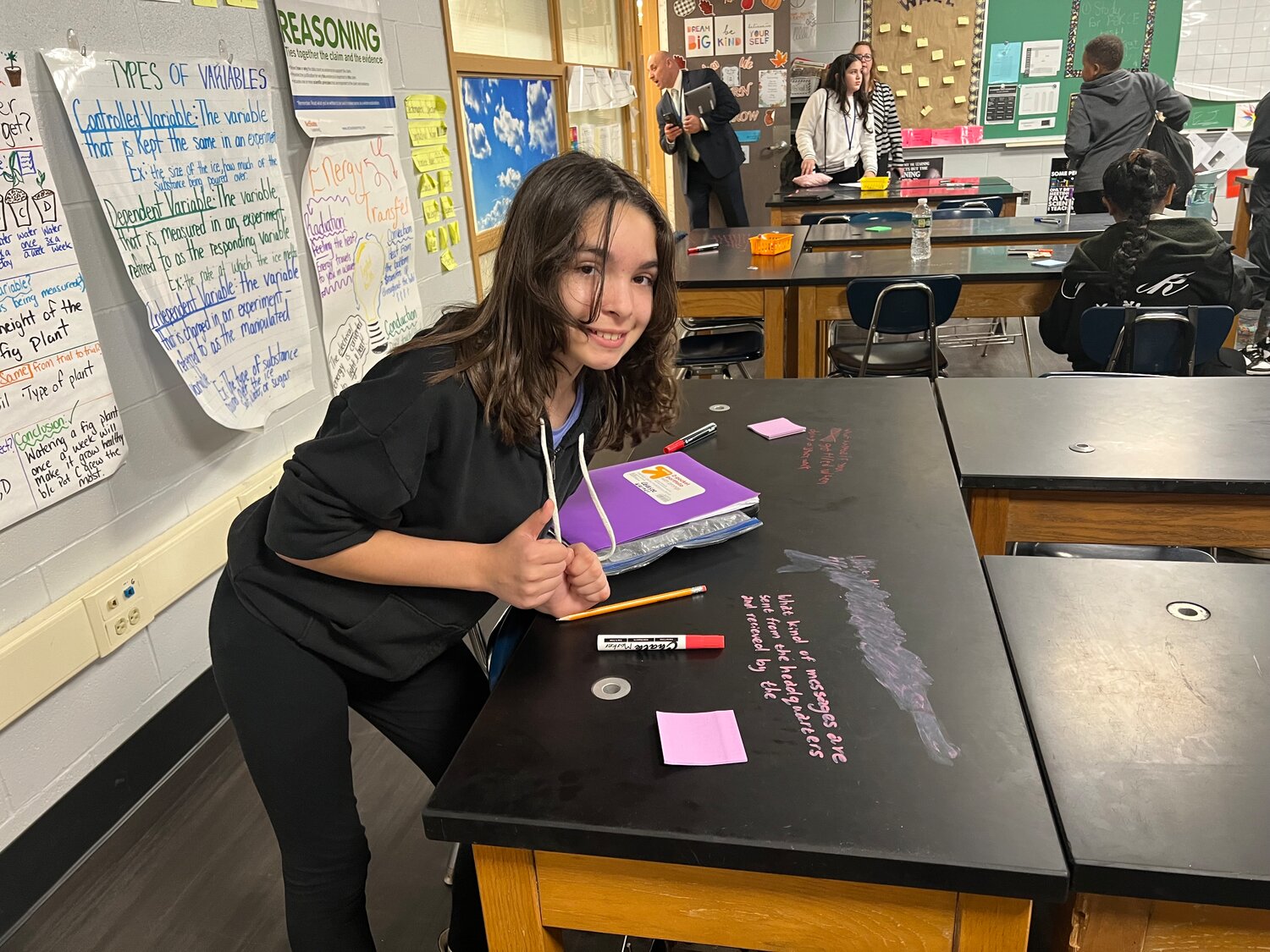 Baldwin Middle School sixth-grader Celeste Warner asked astronaut Jasmin Moghbeli a question through a pre-recorded video, which Moghbeli answered live from the International Space Station.