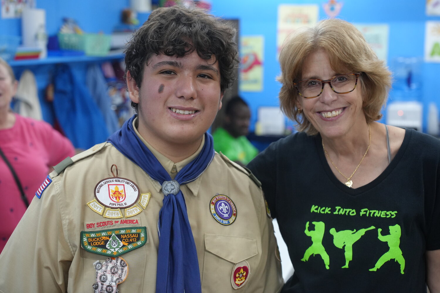 Life Scout Jason Vasconez with director of Hangout One Happy Place Angela Lucas at Vasconez’ Eagle Scout project.