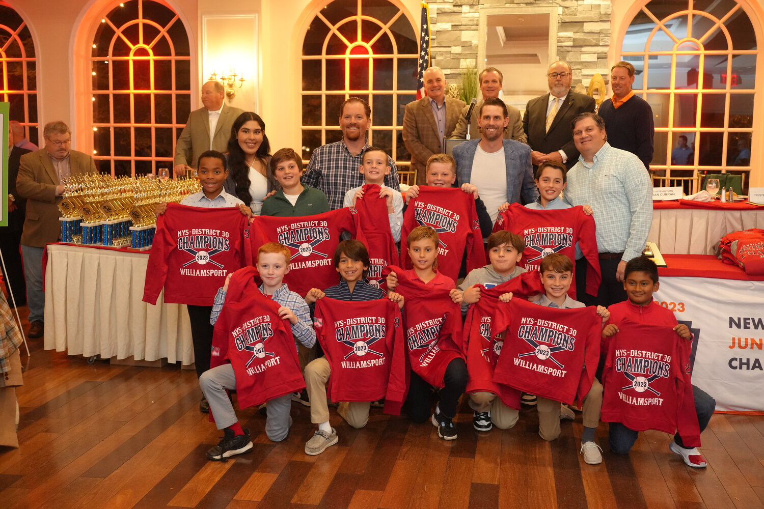 Rockville Centre village officials and the RVC Little League celebrate the D30 championship-winning 10-and-under team.
